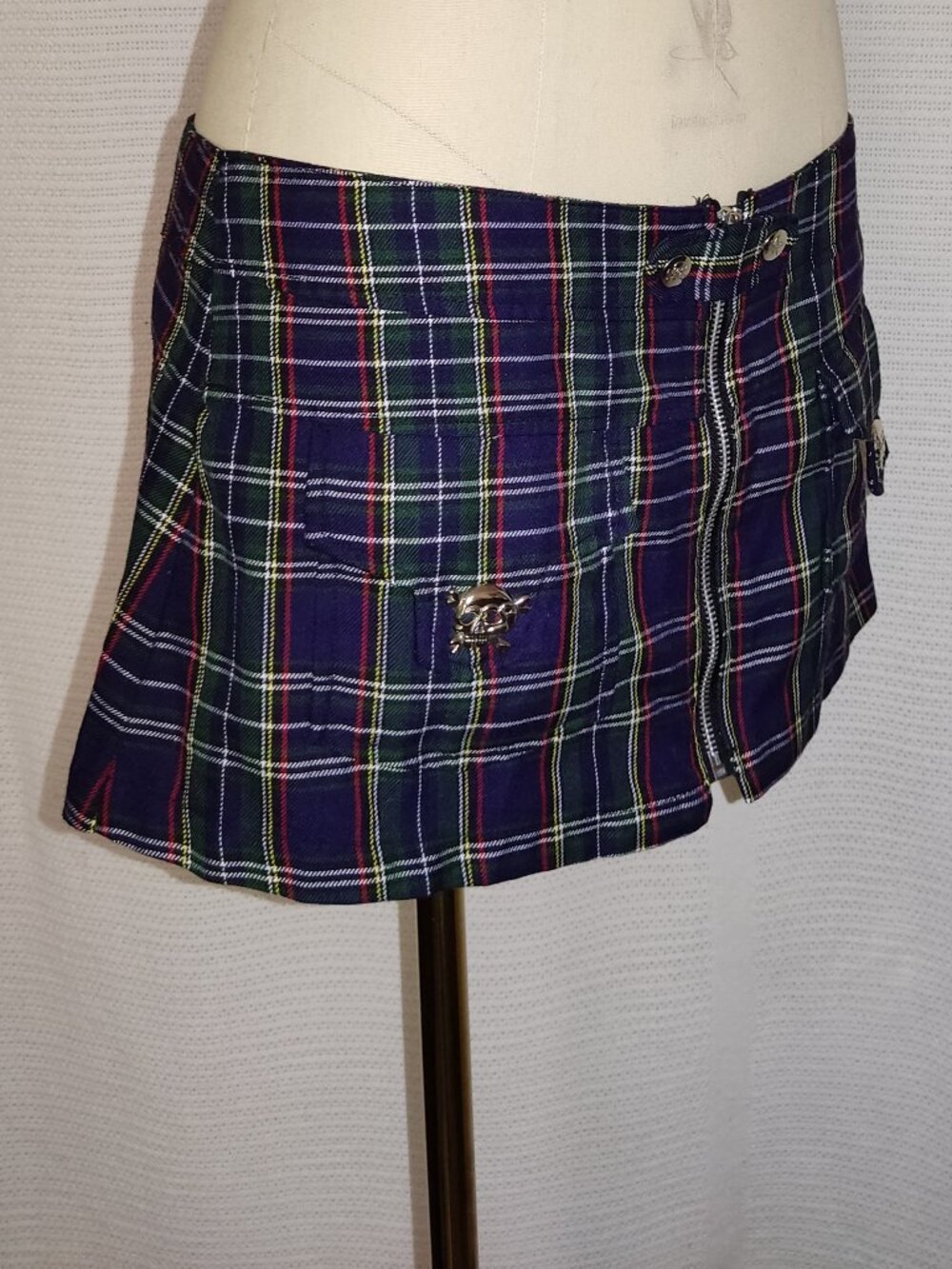 Tripp nyc | Plaid skull and bones mini skirt